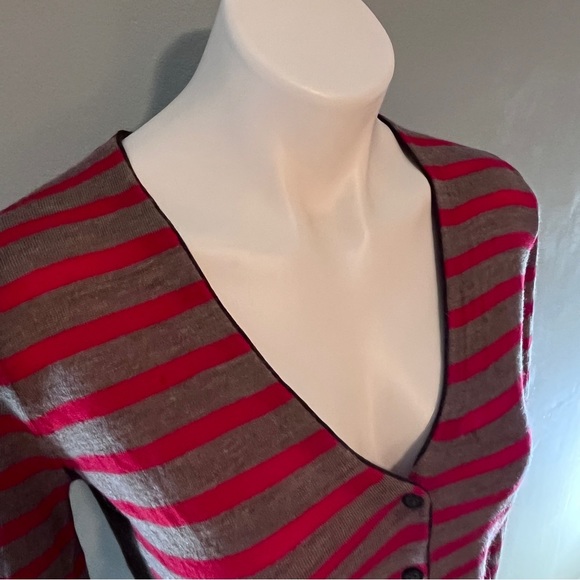 Women’s Lands End striped cardigan sweater - Picture 3 of 7